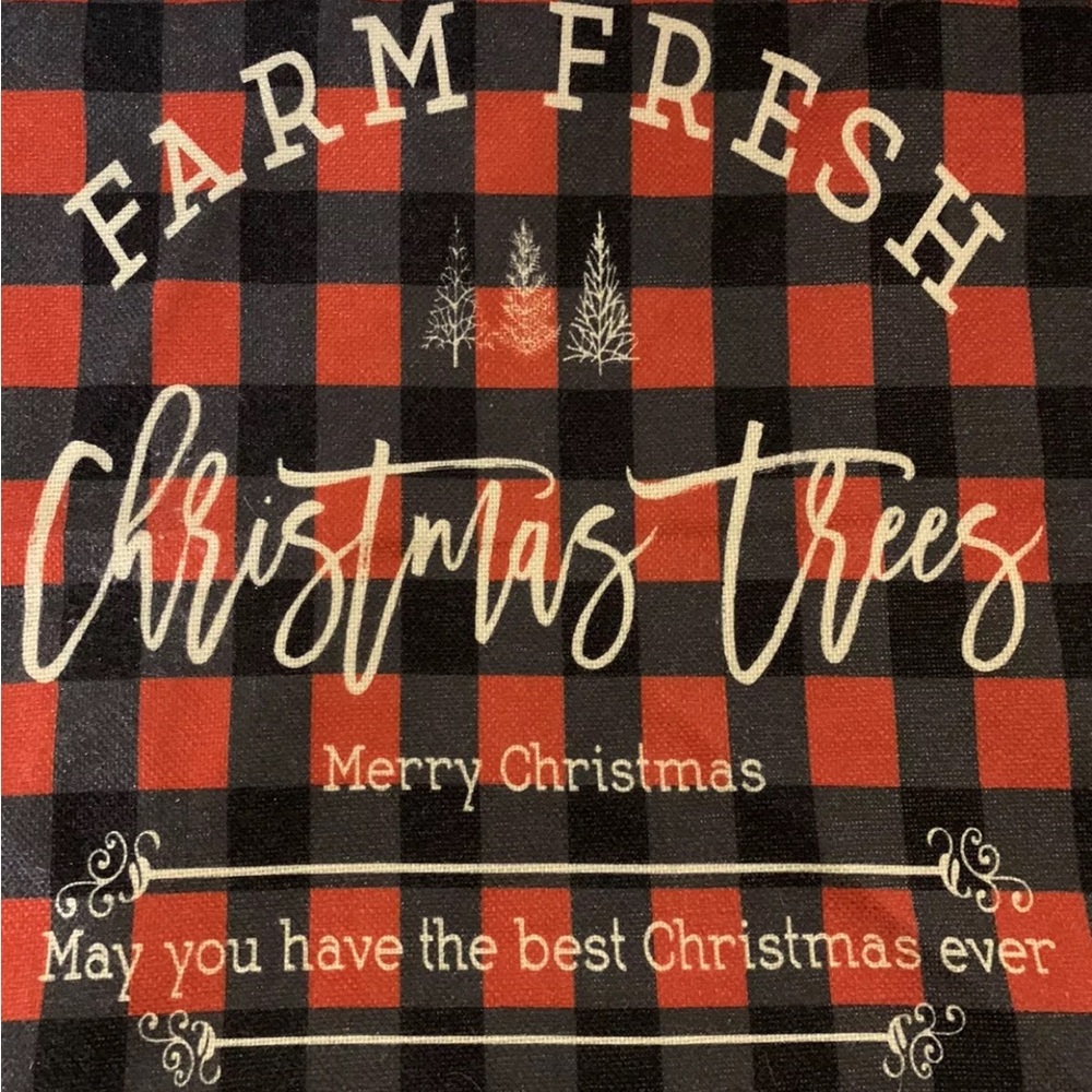 Farm Fresh Christmas Trees Pillow - Red and‎ Black